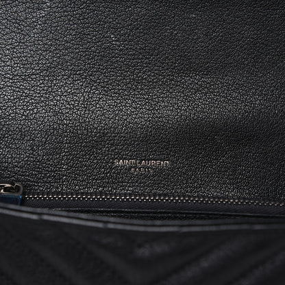 Saint Laurent Sheepskin Matelasse Chevron Monogram Medium College Bag Black 7 of 11