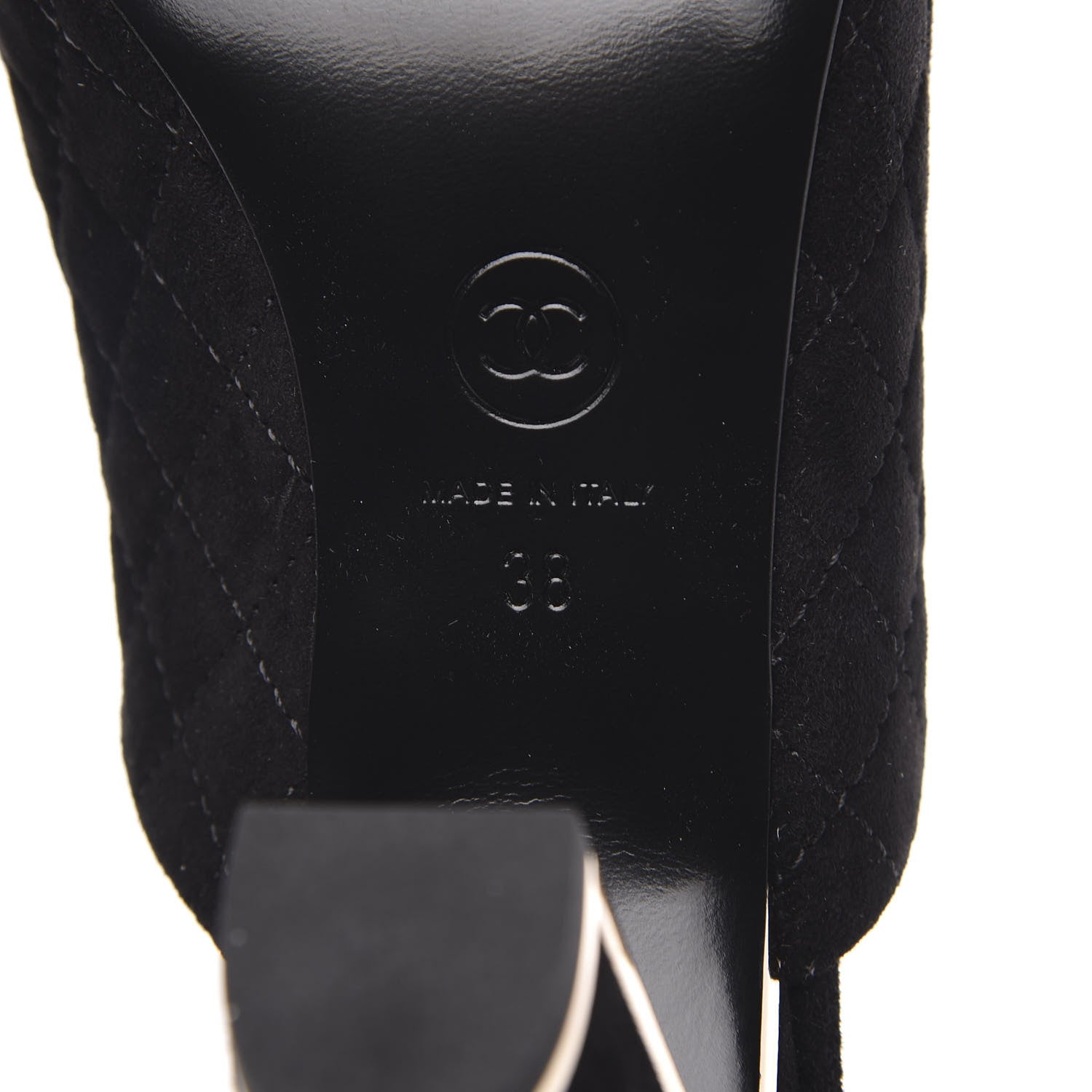 Chanel Suede Lambskin Quilted Cap Toe Mules 38 Black 7 of 9