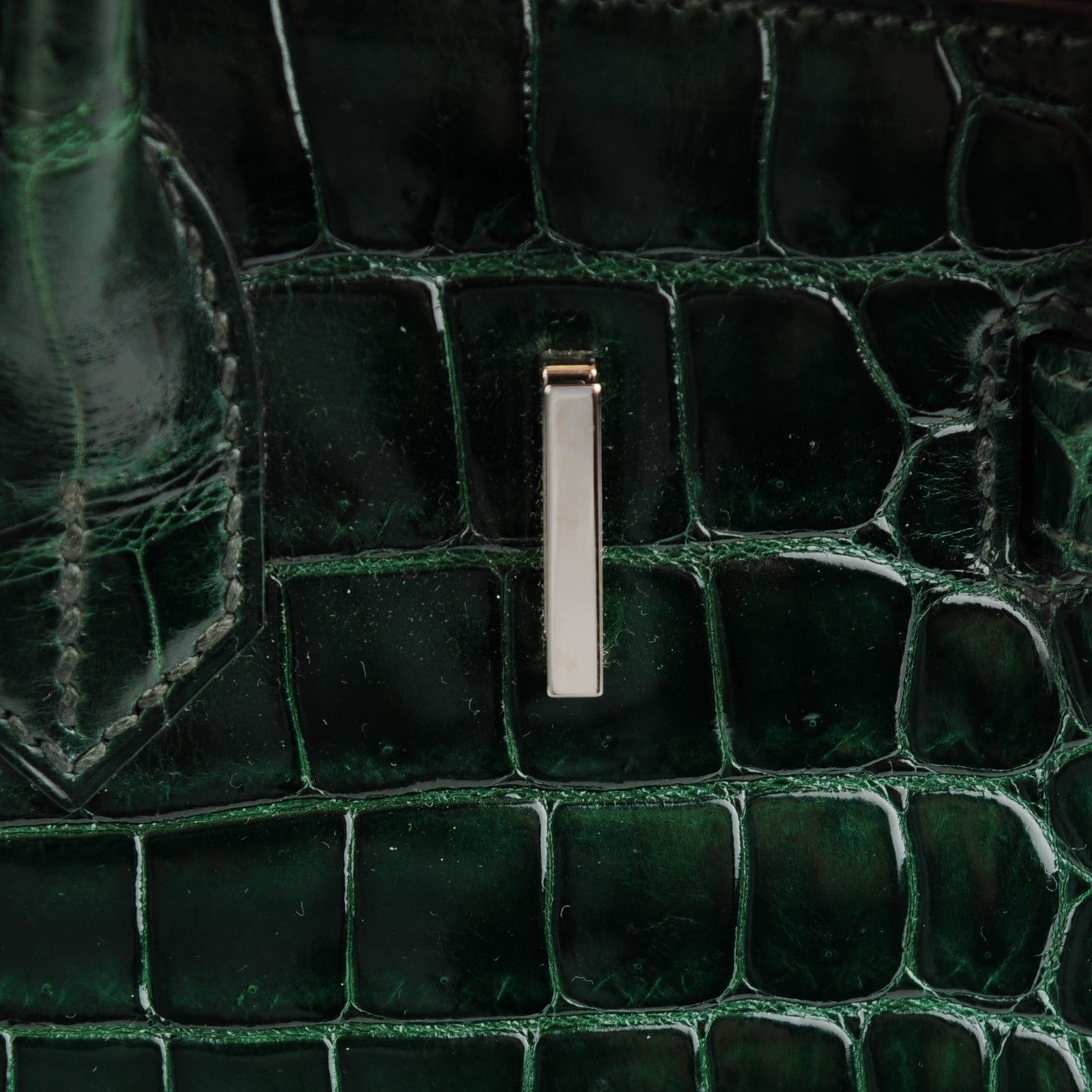 Hermes Shiny Porosus Crocodile Birkin 30 Vert Fonce 17 of 20