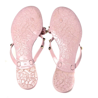 Valentino Garavani PVC Jelly Rockstud Bow Thong Sandals 38 Poudre 5 of 8