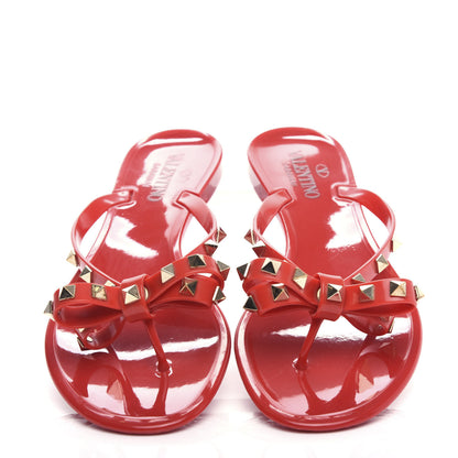 Valentino Garavani PVC Jelly Rockstud Bow Thong Sandals 40 Rosso Valentino 5 of 10