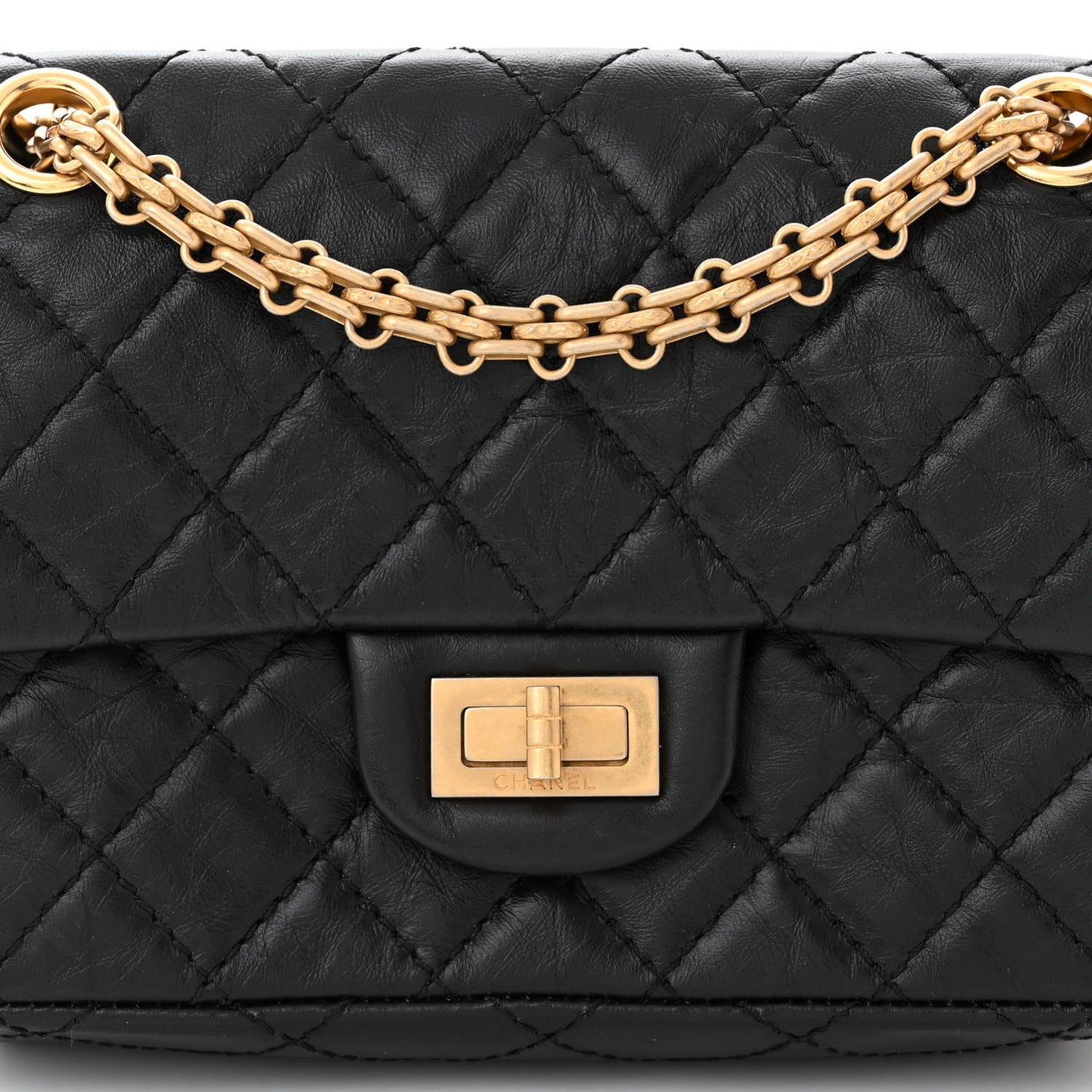 Aged Calfskin Quilted 2.55 Reissue Mini Flap Black