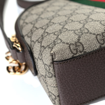 Gucci GG Supreme Monogram Textured Dollar Calfskin Web Small Ophidia Dome Shoulder Bag Beige Ebony New Acero 5 of 6