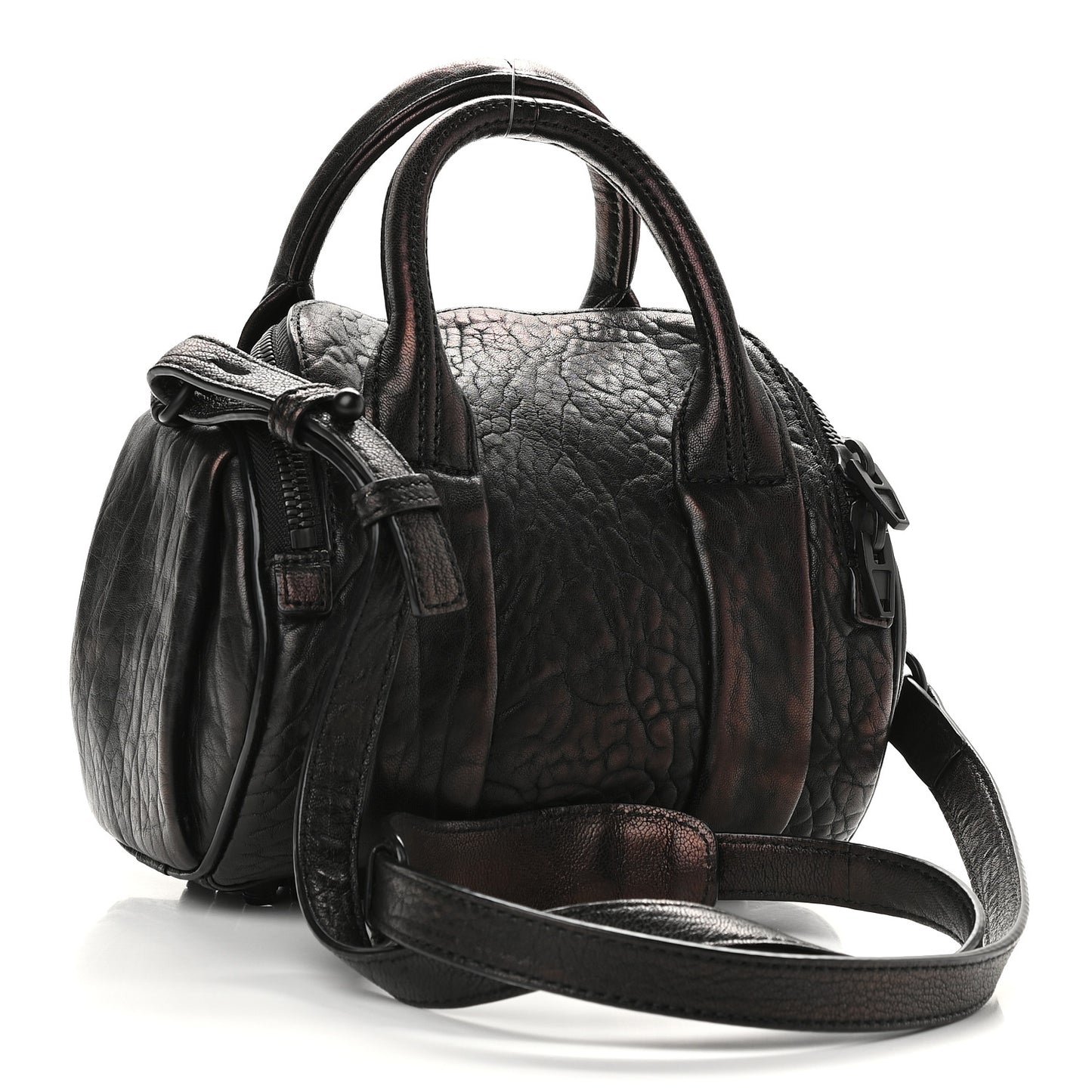 Pebbled Lambskin Mini Rockie Black Matte Bronze Black Hardware