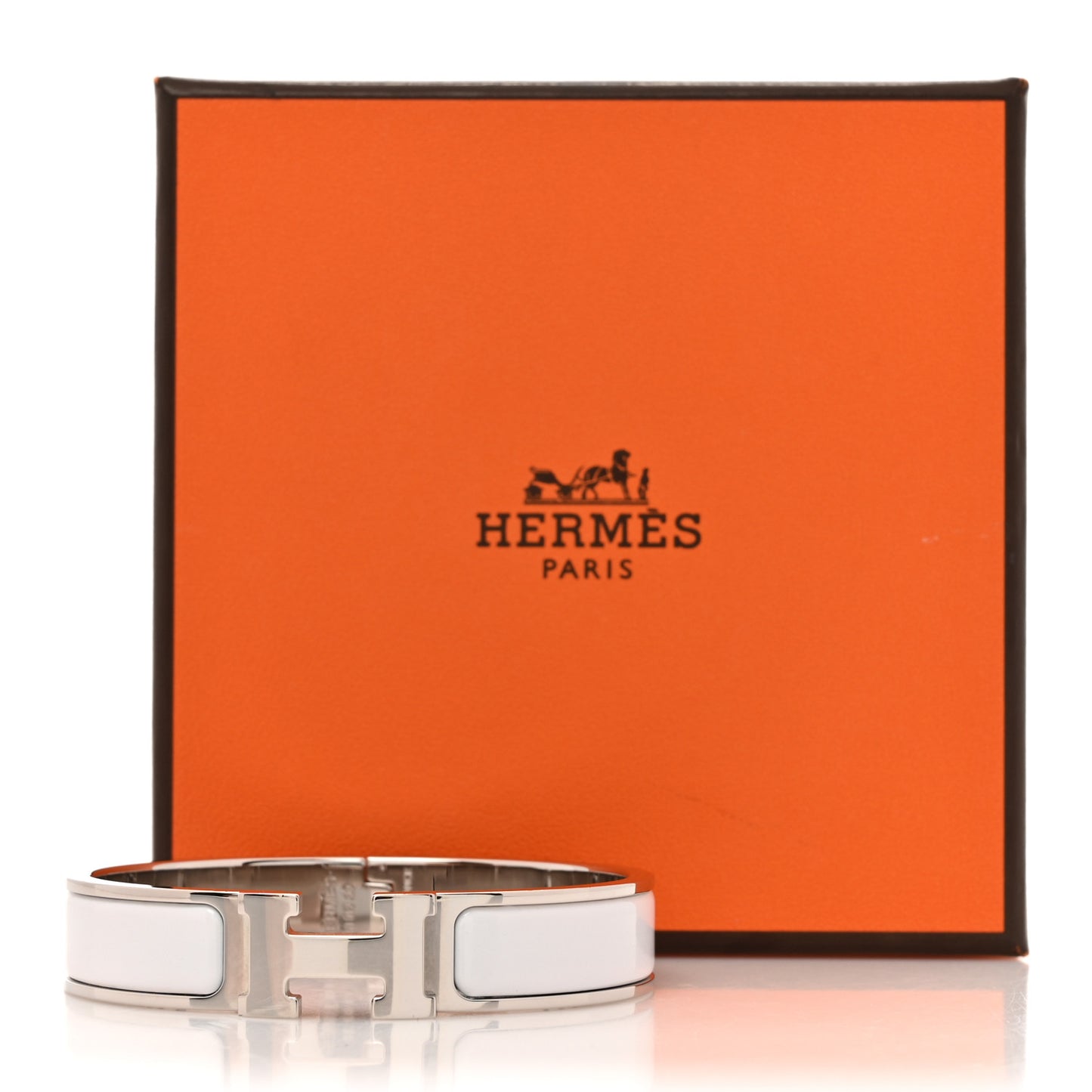 Enamel Narrow Clic Clac H Bracelet PM White