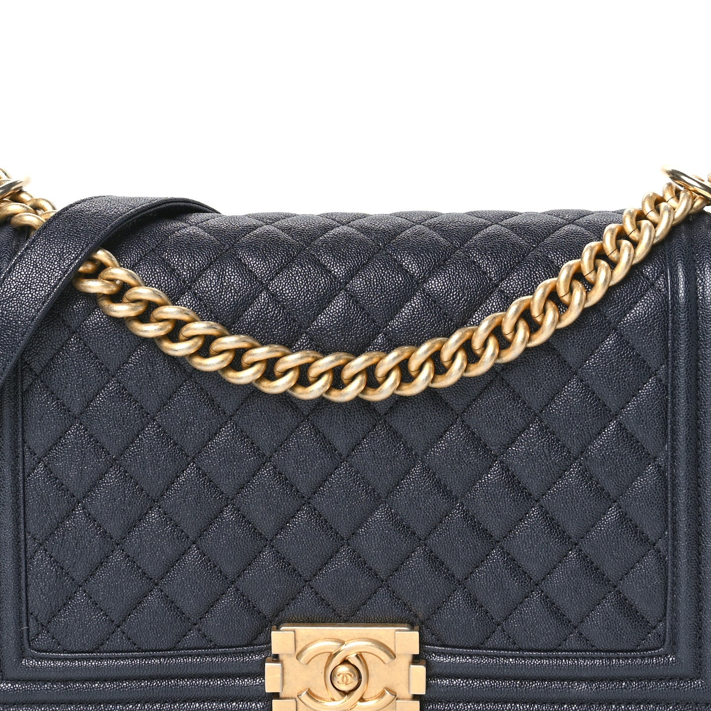 Caviar Quilted New Medium Boy Flap Navy
