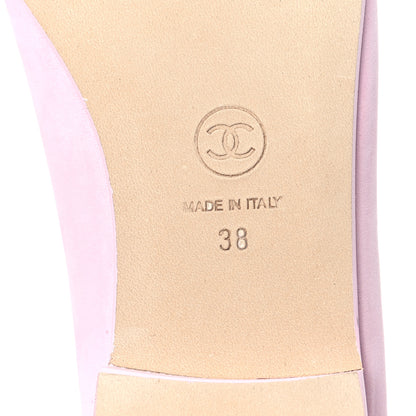 Chanel Suede Calfskin Cap Toe CC Ballerina Flats 38 Light Pink 6 of 9
