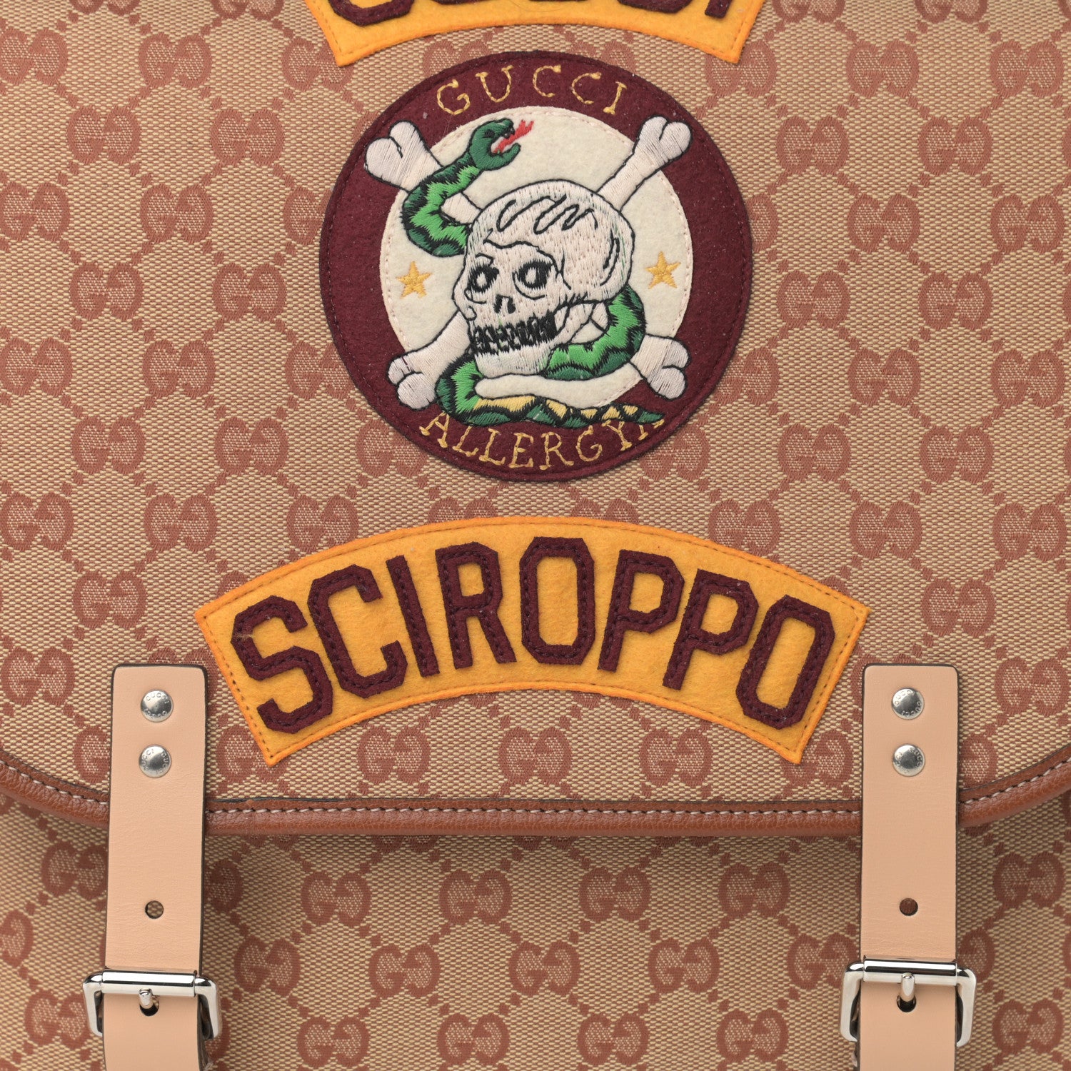 Gucci Monogram Childrens Sciroppo Patch Backpack Beige 8 of 11