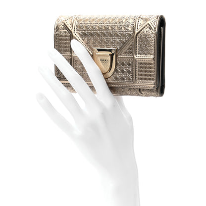 Christian Dior Metallic Patent Micro-Cannage Diorama Elancee Wallet Gold 2 of 7