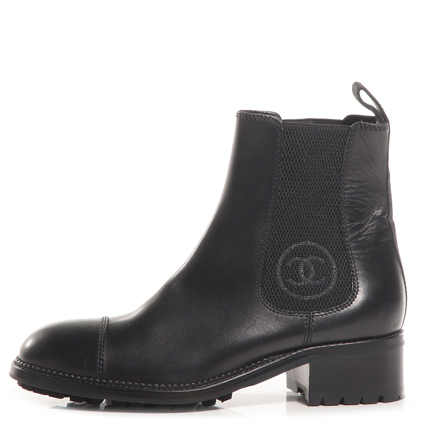 Leather Elastic Ankle Boots 37.5 Black