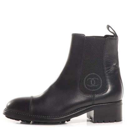 Chanel Leather Elastic Ankle Boots 37.5 Black 1 of 6
