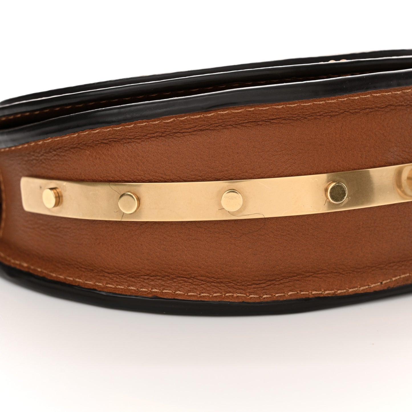 Calfskin Small Nile Bracelet Minaudiere Bag Caramel