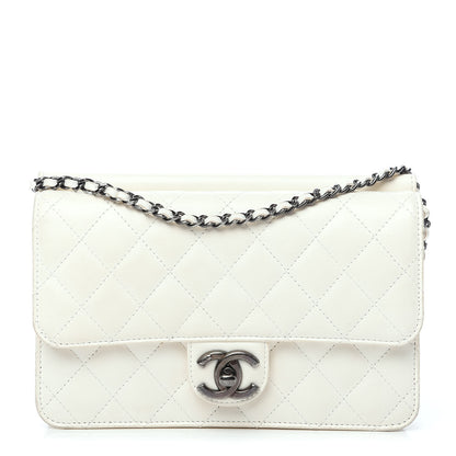 Chanel Lambskin Quilted Medium Crossing Times Flap Dark White 1 of 13