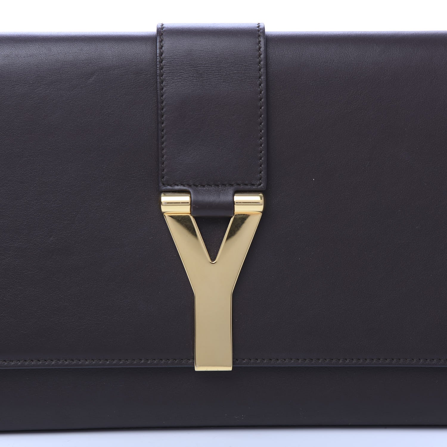 Saint Laurent Calfskin Classic Y Ligne Clutch Brown 9 of 9