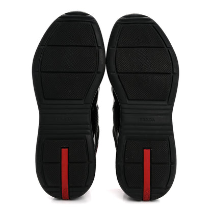 Prada Patent Mens America's Cup Patchwork Sneakers 8 Black Red 6 of 10