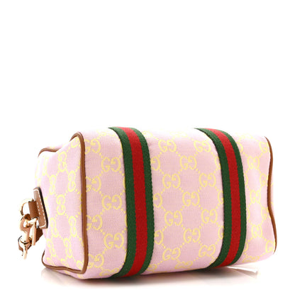 Gucci GG Supreme Web Mini GG Top Handle Bag Pink Yellow Beige 4 of 10