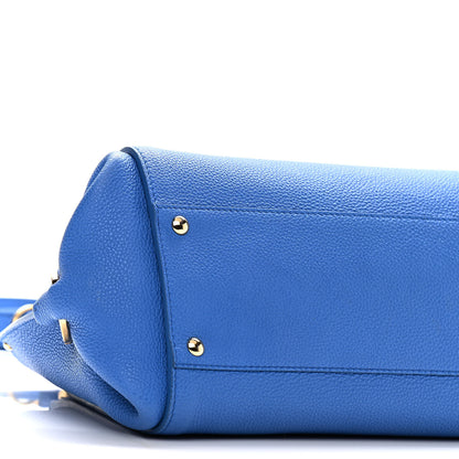 Salvatore Ferragamo Grained Calfskin Sofia Satchel Blue 7 of 8
