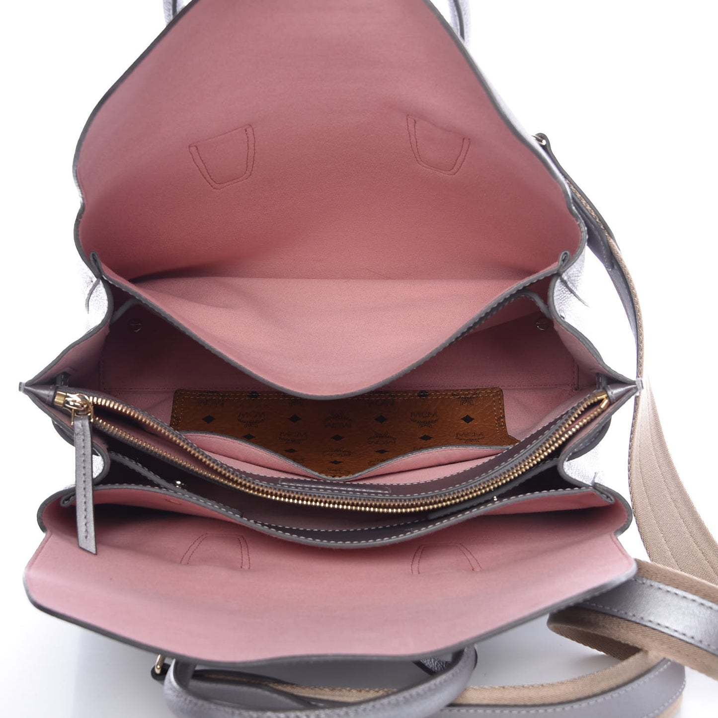 Metallic Grained Calfskin Medium Milla Tote Spike Silver