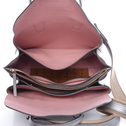 MCM Metallic Grained Calfskin Medium Milla Tote Spike Silver 6 of 14
