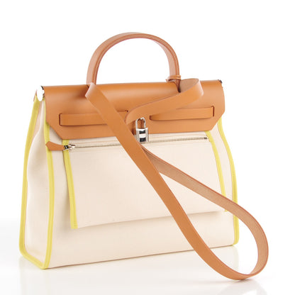 Hermes Toile Vache Hunter Herbag Zip PM White Soufre 3 of 13