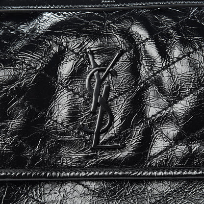 Saint Laurent Crinkled Calfskin Matelasse Monogram Medium Niki Chain Satchel Black 8 of 10