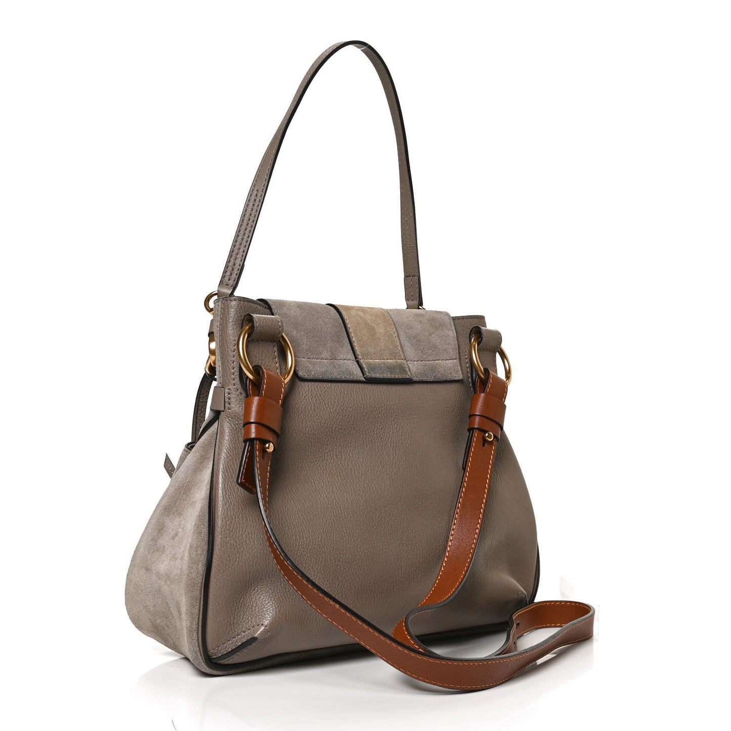 Suede Calfskin Small Lexa Shoulder Bag Motty Grey