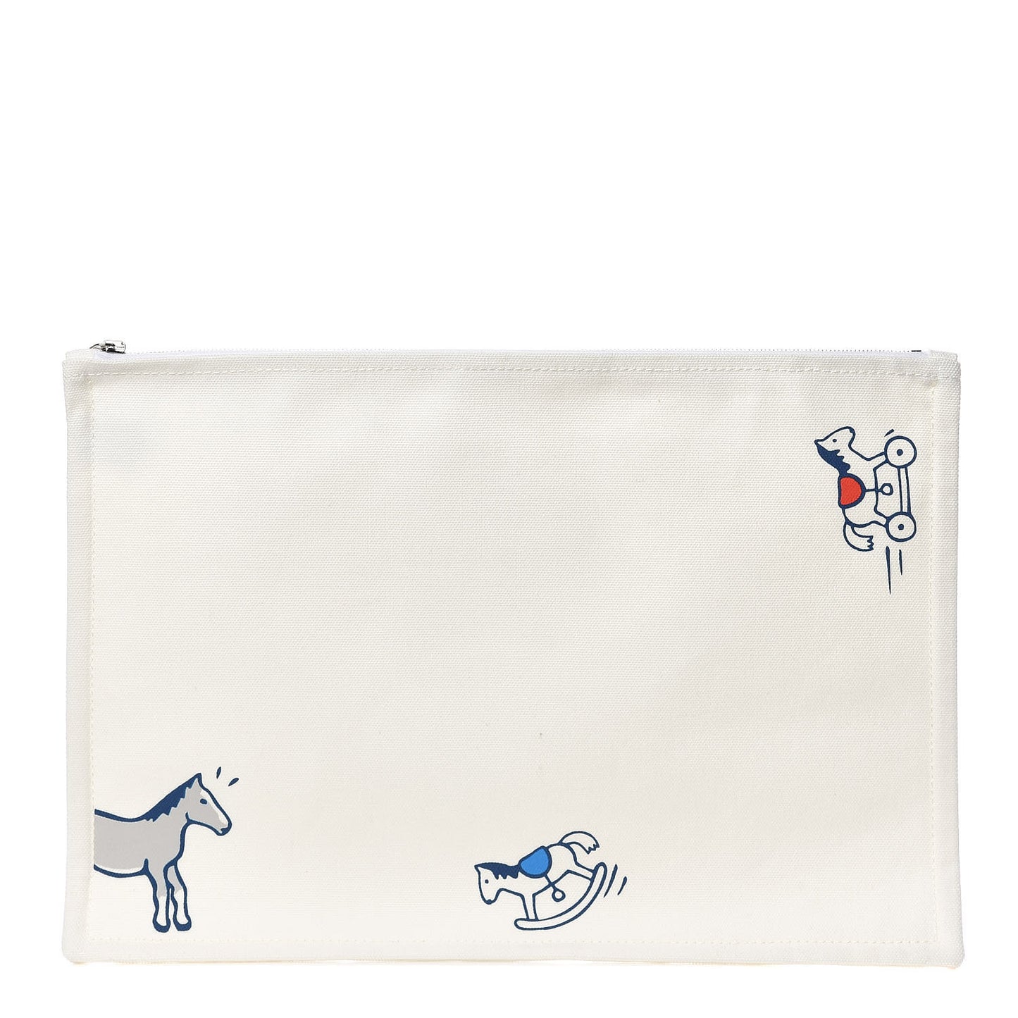 Cotton Canvas Adada Large Flat Case Bleu Marine