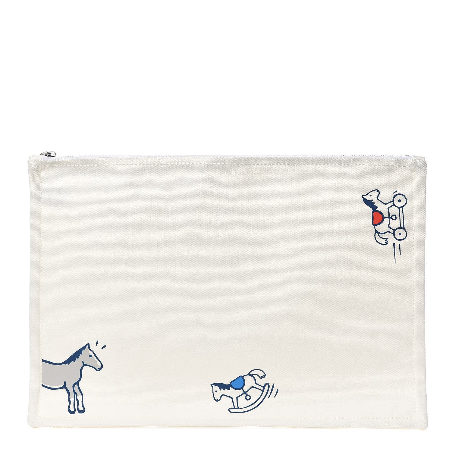Hermes Cotton Canvas Adada Large Flat Case Bleu Marine 1 of 9