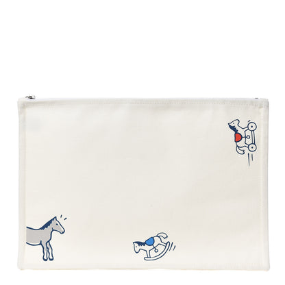 Hermes Cotton Canvas Adada Large Flat Case Bleu Marine 1 of 9