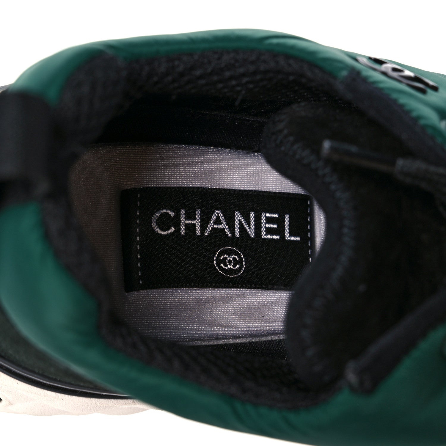 Chanel Nylon Suede Womens Logo Sneakers Green 7 of 9