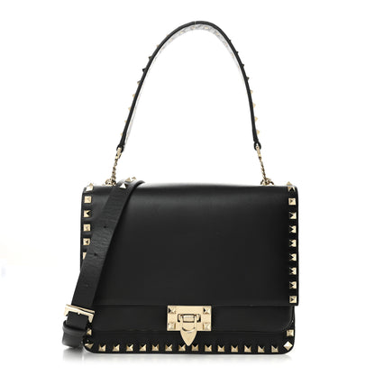 Valentino Garavani Vitello Rockstud Top Handle Shoulder Bag Black 1 of 9