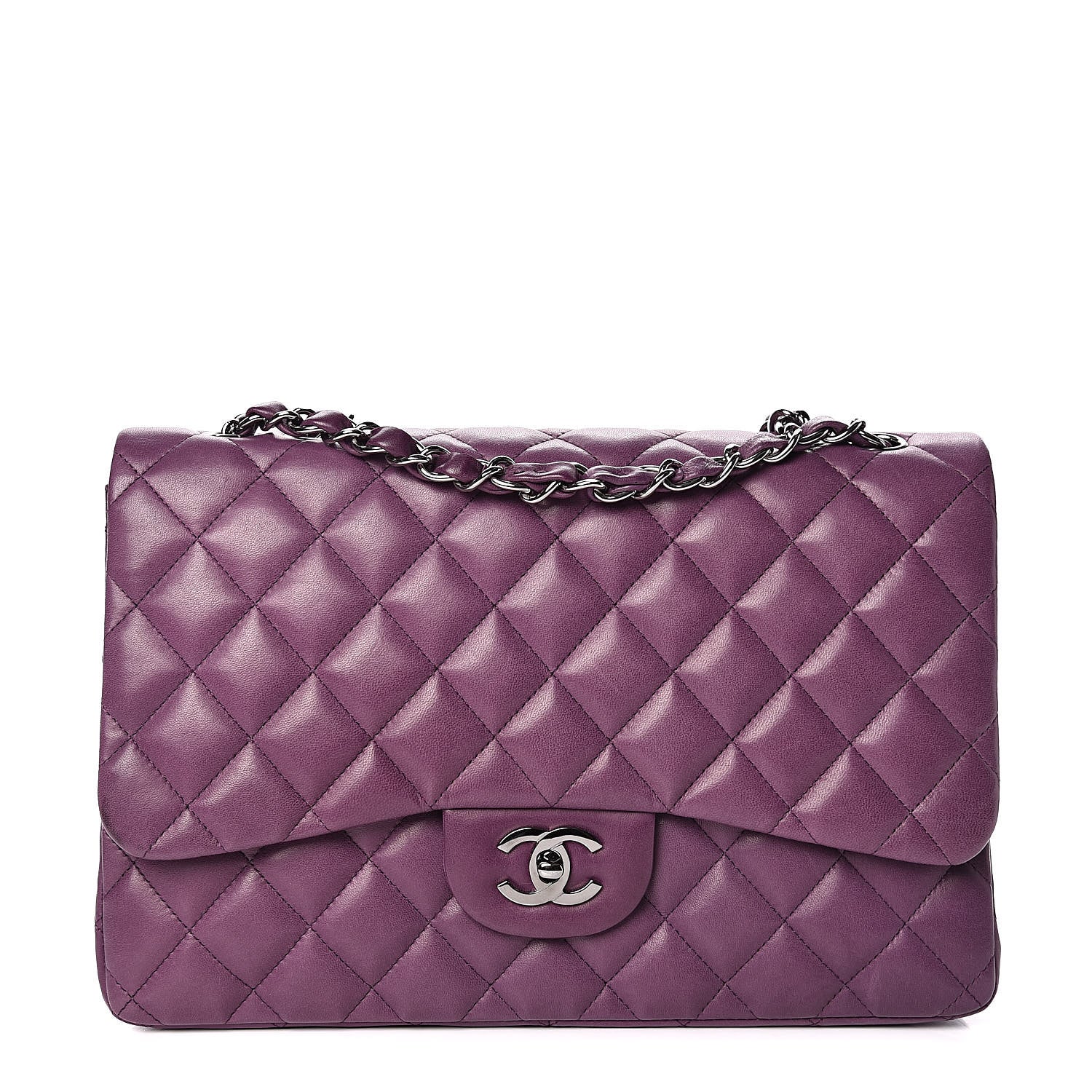 Chanel Lambskin Quilted Jumbo Single Flap Dark Purple 1 of 15