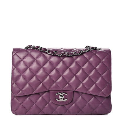 Chanel Lambskin Quilted Jumbo Single Flap Dark Purple 1 of 15
