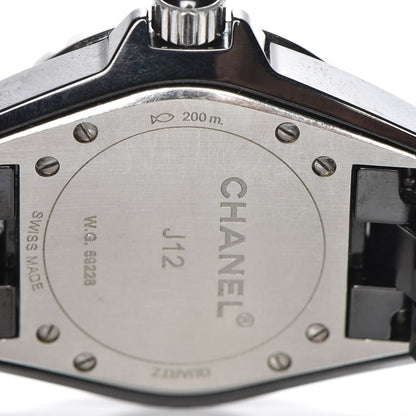 Chanel Stainless Steel Ceramic Diamond 33mm J12 Quartz Watch Black 5 of 7