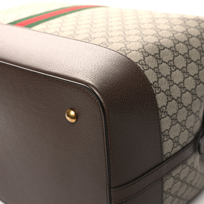 Gucci GG Supreme Monogram Textured Dollar Calfskin Web Savoy Travel Bag Beige Ebony New Acero 9 of 11