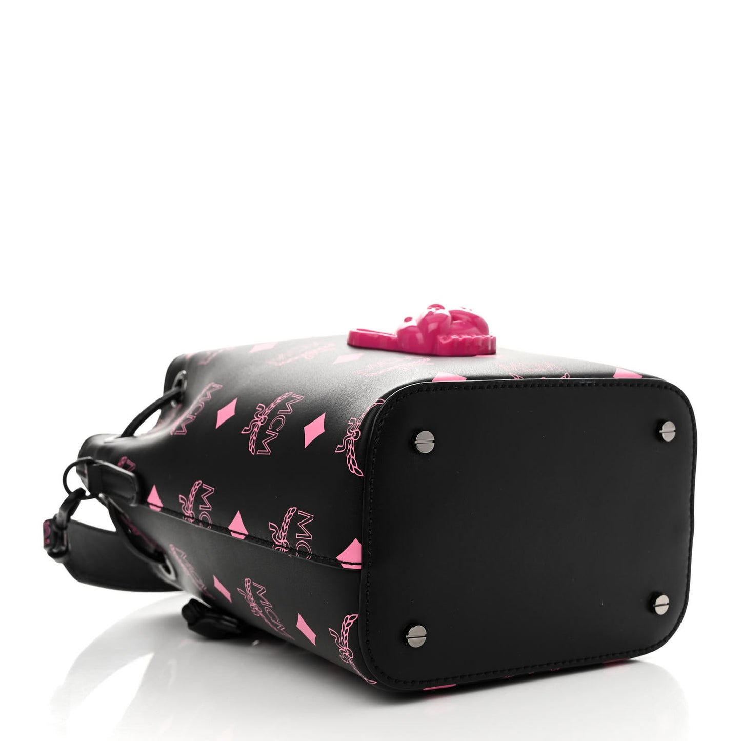 Nappa Visetos Mini Pup Color Splash Drawstring Bag Black Pink