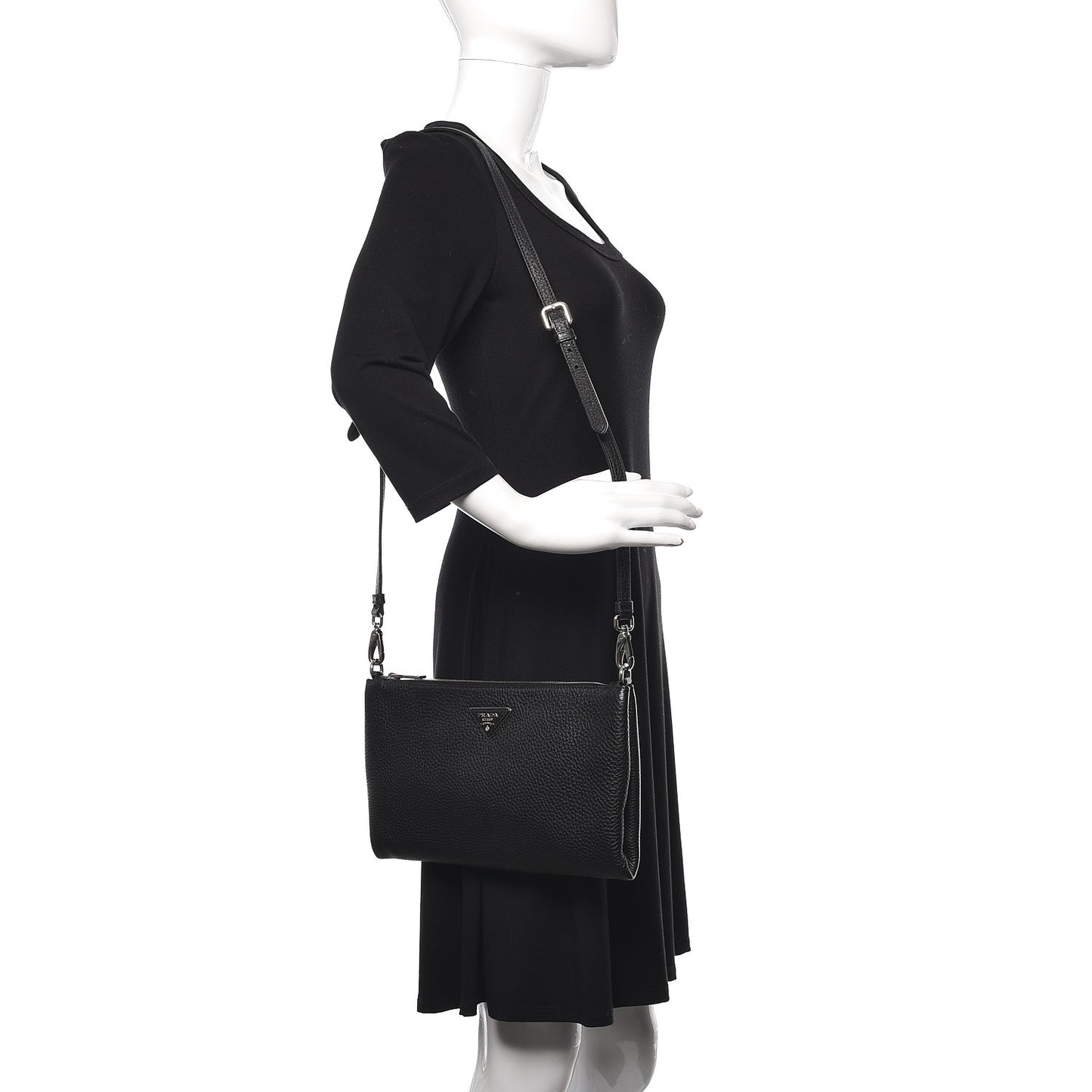 Vitello Daino Crossbody Bag Black