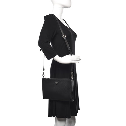 Prada Vitello Daino Crossbody Bag Black 2 of 9
