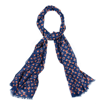 Louis Vuitton Cotton Monogram Taigarama Stole Cobalt 1 of 4