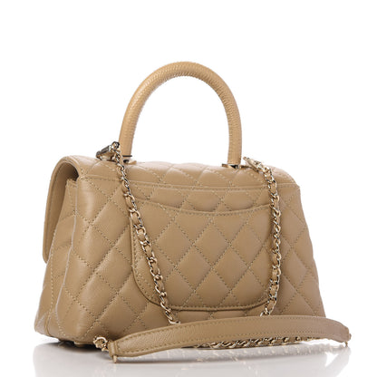 Chanel Caviar Lizard Embossed Quilted Mini Coco Handle Flap Dark Beige 2 of 9