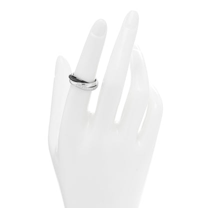 Cartier 18K White Gold Diamond Ceramic Small Trinity Ring 51 5.75 2 of 5