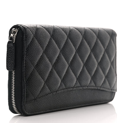 Chanel Caviar Quilted Large Gusset Zip Around Wallet Black 3 of 9
