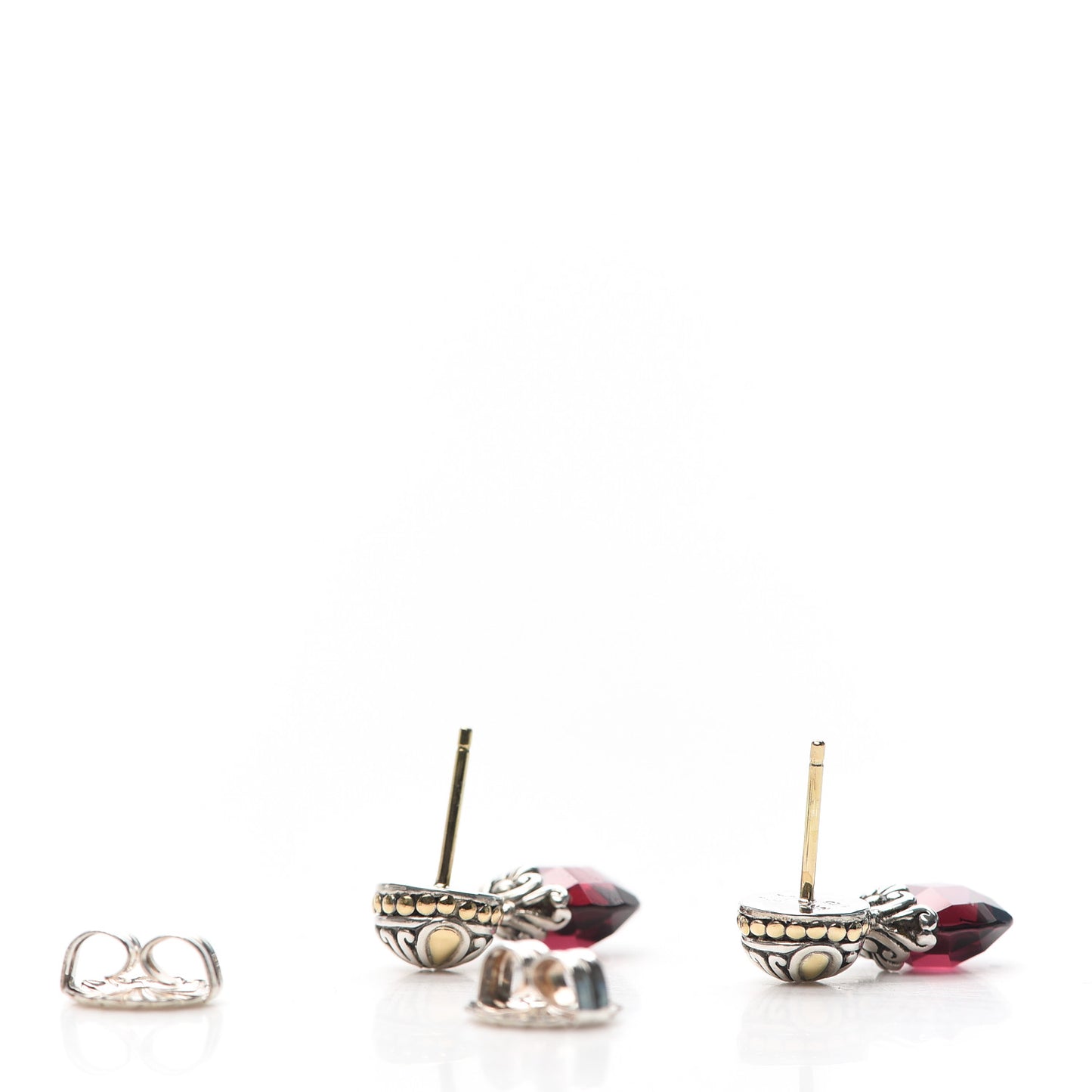 Sterling Silver 18K Yellow Gold Rhodolite Garnet Drop Earrings