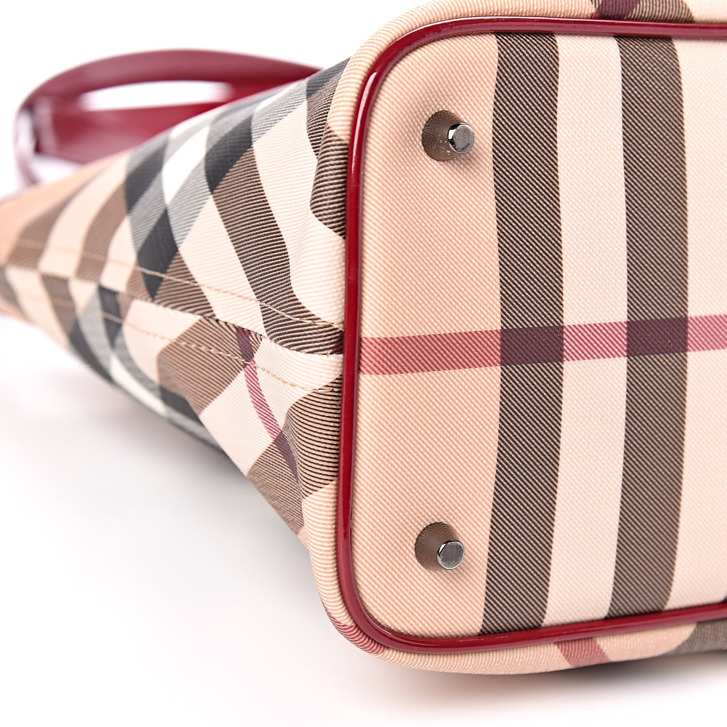 Patent Nova Check Shopper Tote Red