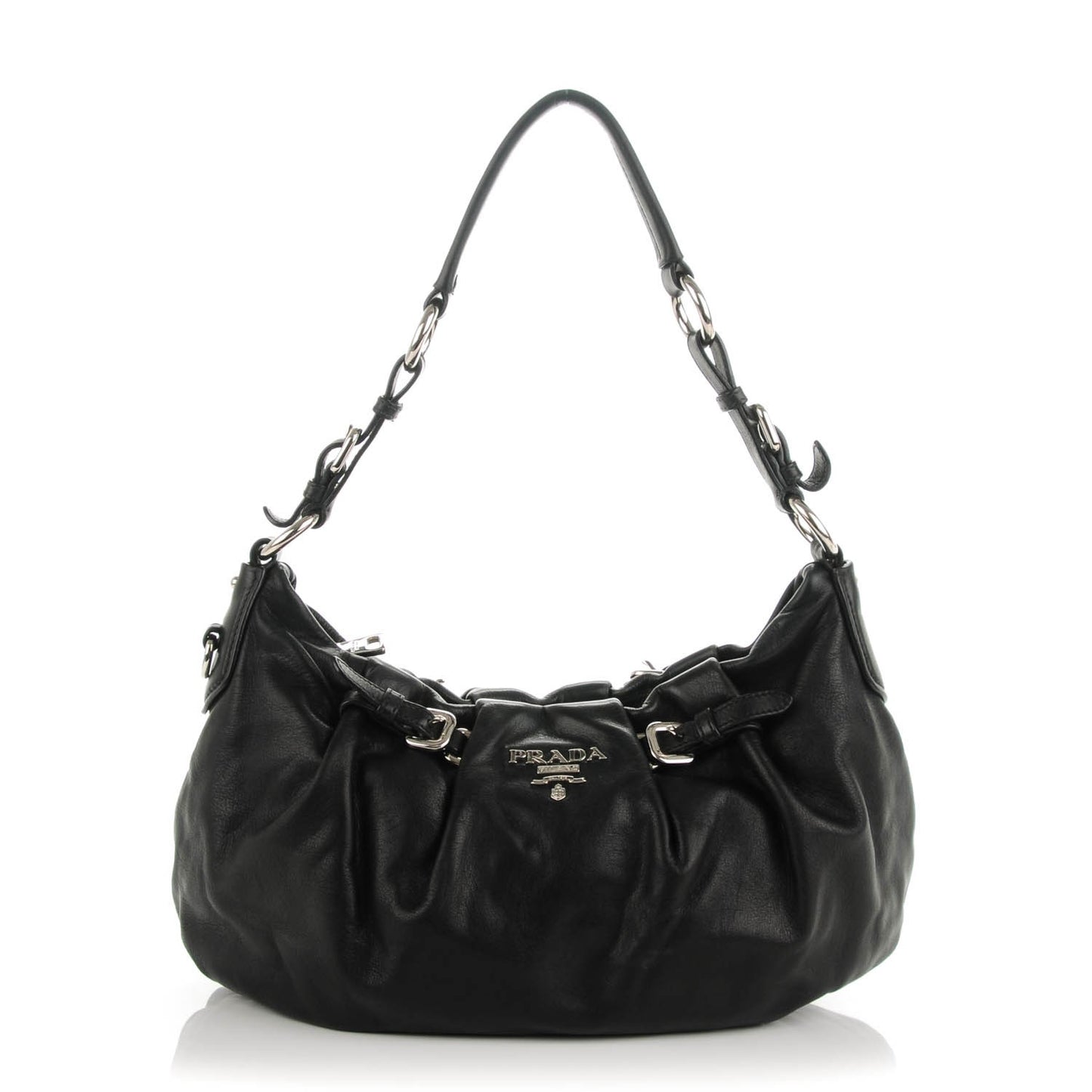 Soft Calf Pleated Small Hobo Nero Black