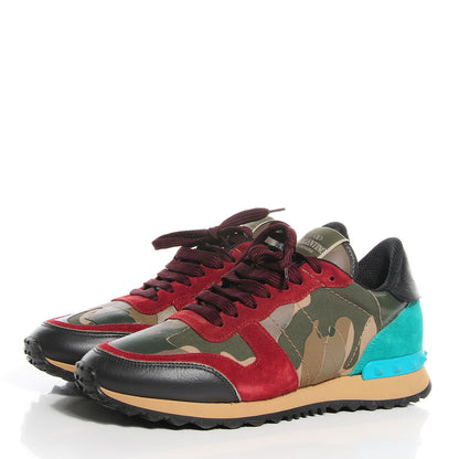 Valentino Garavani Fabric Suede Camouflage Womens Rockrunner Sneakers 38 Multicolor 3 of 6