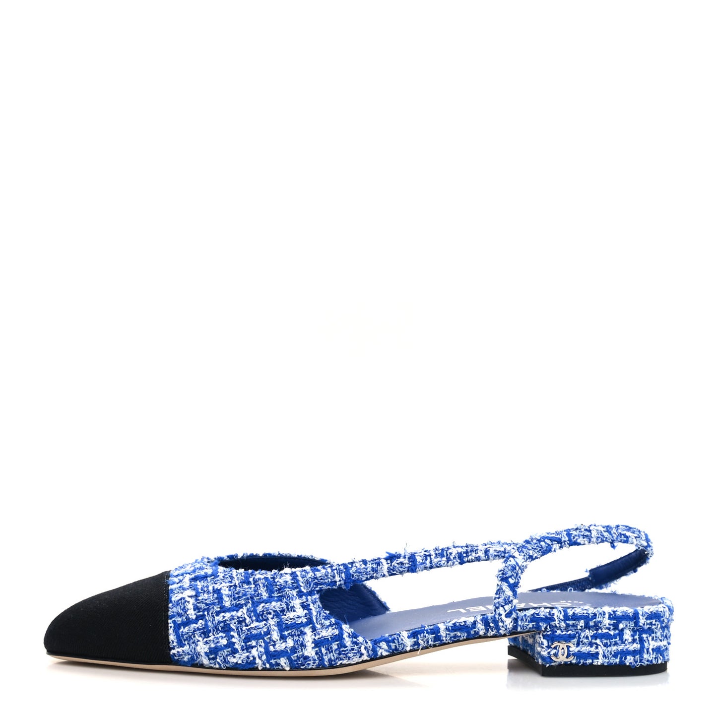 Tweed Cap Toe CC Slingback Flat 41 Blue Black