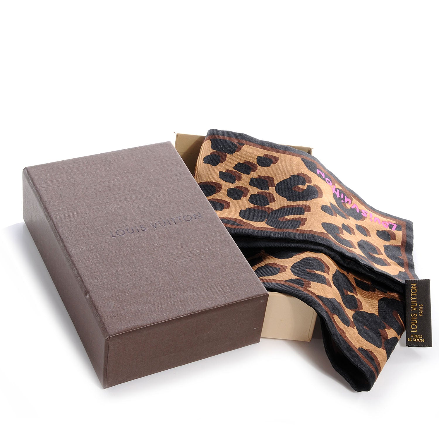 Louis Vuitton Silk Leopard Bandeau Scarf Marron 6 of 6