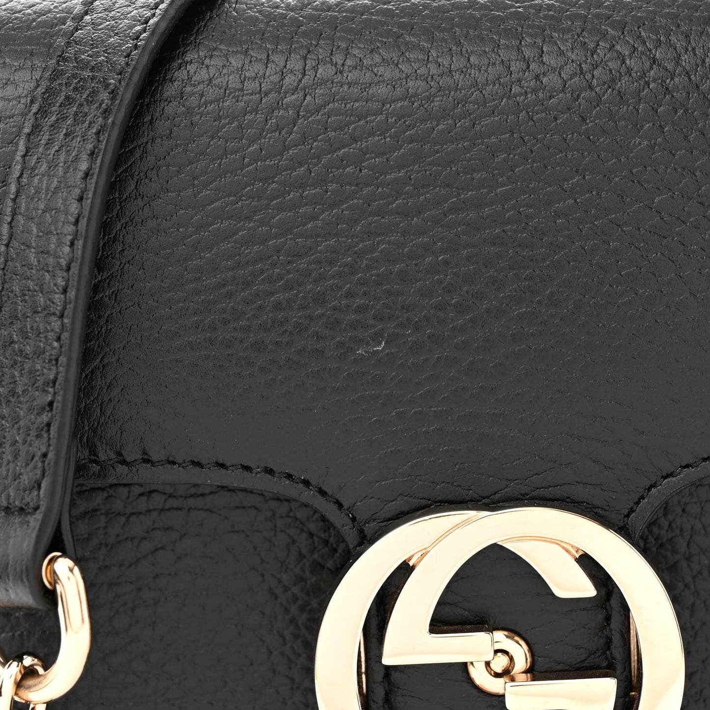 Dollar Calfskin Small Interlocking G Shoulder Bag Black