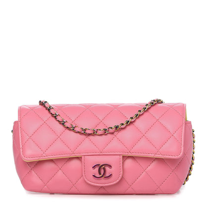 Chanel Lambskin Quilted Glasses Case With Chain Pink Yellow 1 of 13